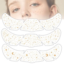Yesallwas 6 Sheets Glitter Freckles Face Tattoo,Temporary Face Cosmetic Glitter Speckles Patches For Women's Party Holiday (3 Style)