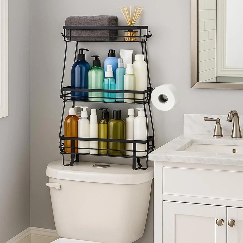 PowerKing Over The Toilet Storage Shelf, 3 Tier Bathroom Organizer