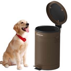 PAWZIDEA Dog Poop Trash Can Outside –3.1 Gallon Outdoor Pet Waste Container with Odor Control Lid & 7.8in Carbon Filter, Waterproof Metal Bin Station for Backyard, Patio, Porch, Odor Proof