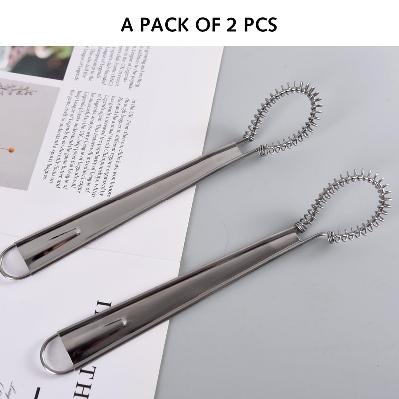 2 Pcs Stainless Steel Egg Whisk Mini Handheld Whisk Beater