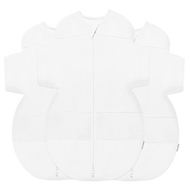 Happiest Baby SNOO Sleep Sack - 100% Organic Cotton Baby Swaddle Blanket - Doctor Designed Promotes Healthy Hip Development - 3-Pack Bundle (White, S, M, L)
