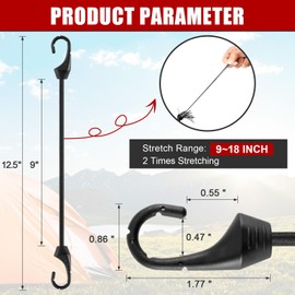 Bungee Cords With Hooks 9 Inch, 20 PCS Short Bungee Cords With Hooks, Bungee Straps With UV Resistant, 5 MM Diameter Elastic Straps With Hooks for Basic Securing