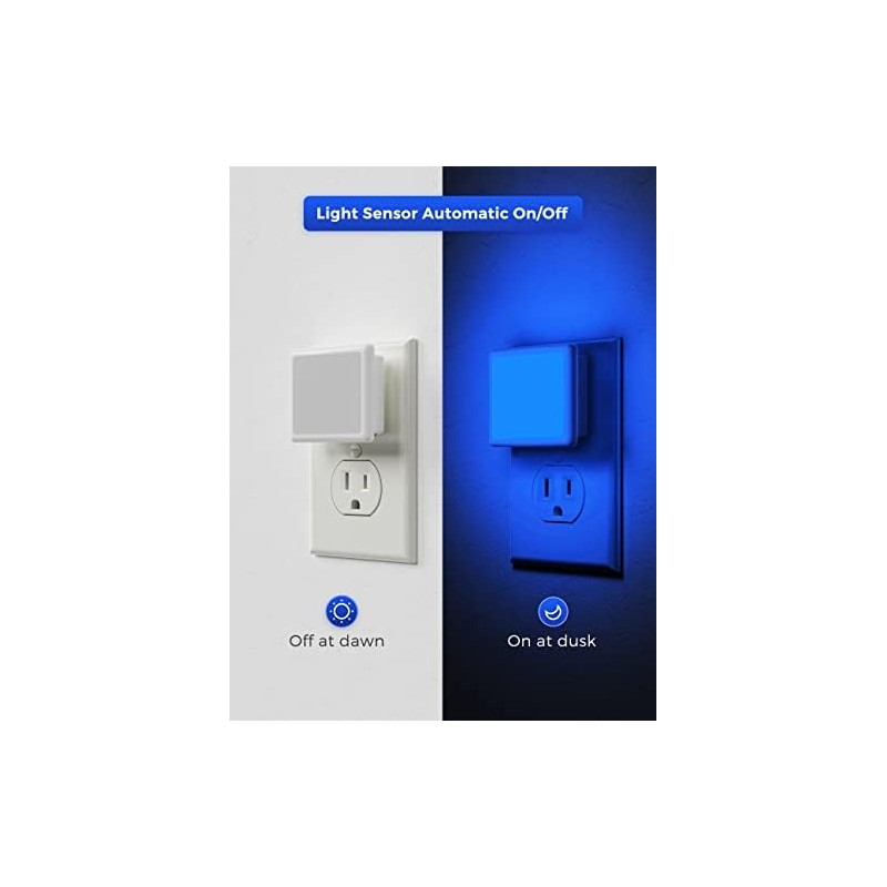 L LOHAS LED Blue Night Lights Plug into Wall 2-Pack,