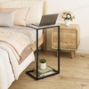 Vagusicc C Shaped End Table for Couch, 33.2'' Extra Tall