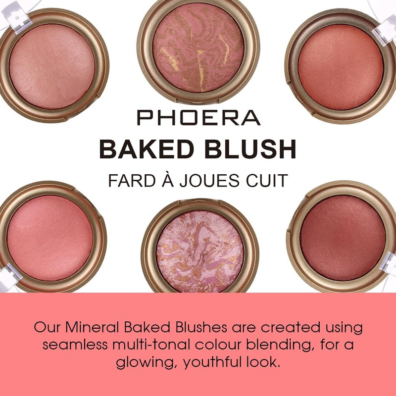 Phoera Baked Powder Blush – Richly Pigmented & Buildable, Multi-Tonal