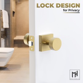 Mega Handles - SUANA Privacy I Door Knob for Hallway, Closet and Bathroom I Reversible Heavy Duty Design I Fits All Standard Door Sizes I Screws Included - Satin Brass (1 Pack)