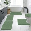 SHACOS Sage Green 5 Pieces Bathroom Rugs Set with Toilet