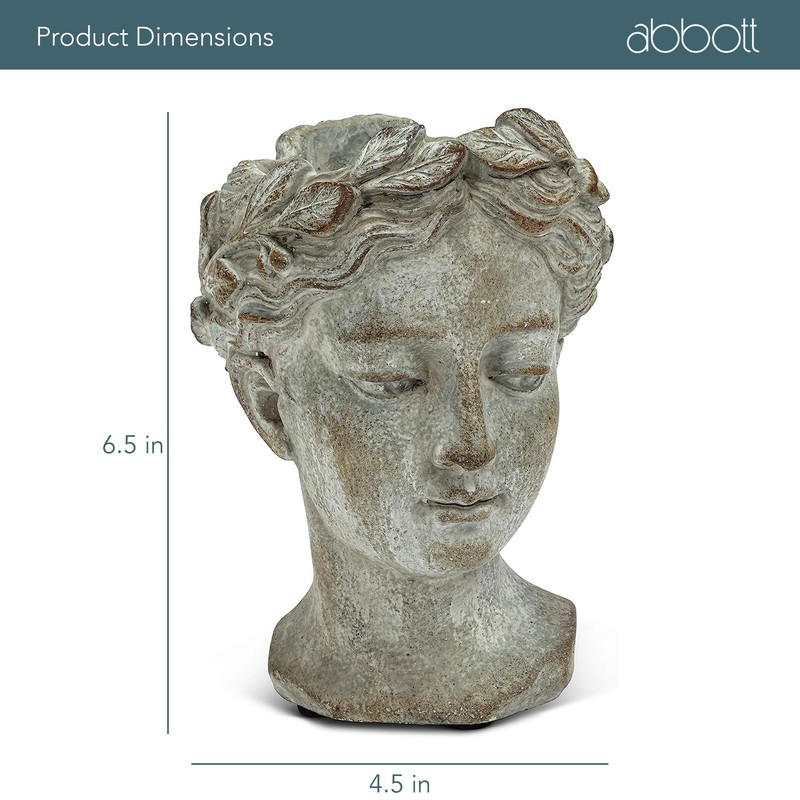Abbott Collection Goddess Head Wall Planter - Small Cement Indoor