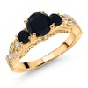 Gem Stone King 18K Yellow Gold Plated Silver Black Onyx