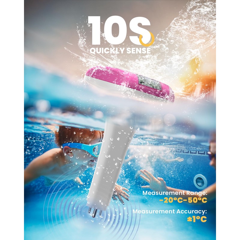 BALDR Floating Pool Thermometer with Large LCD Digital Display, Easy