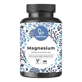 Magnesium Oxide - 365 Capsules - 664mg of which 400mg Elementary Magnesium Per Capsule - High Dose, Vegan - Made in Germany and Laboratory Tested