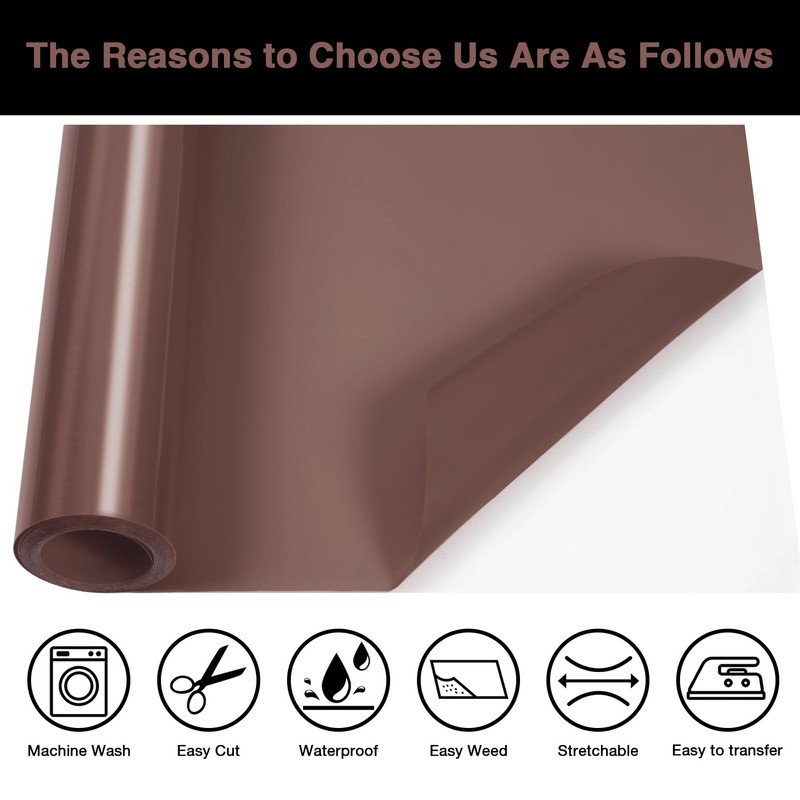 TORC Brown PU HTV Heat Transfer Vinyl Roll 12 in