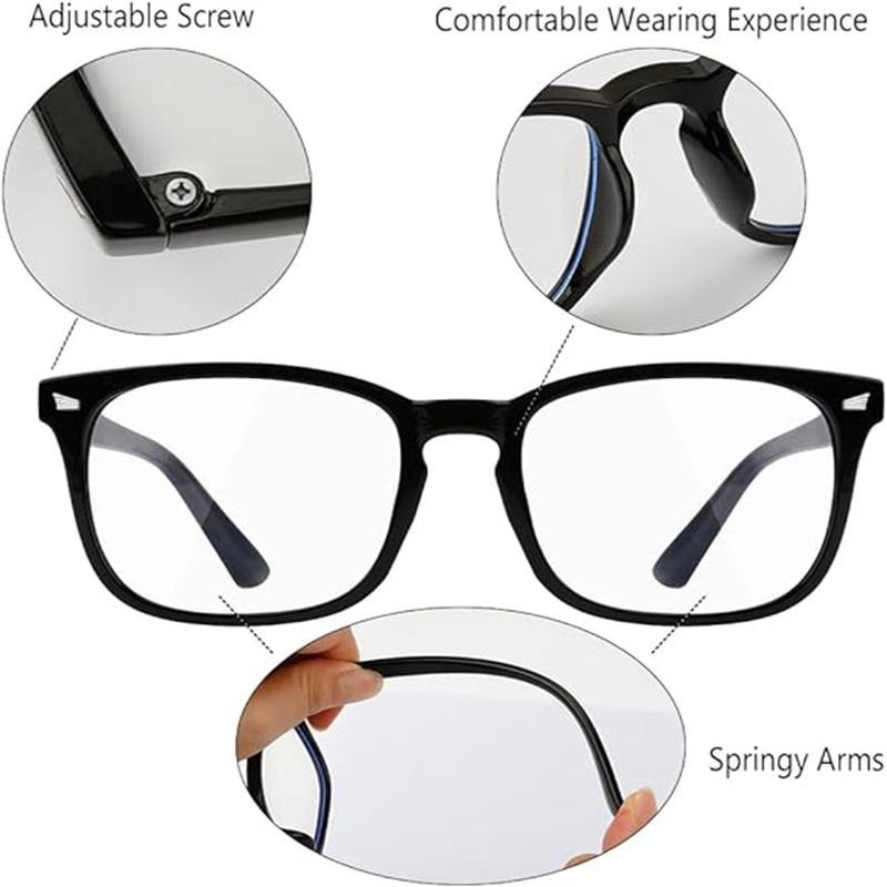 NZKNP 2 Pack Computer Gaming Glasses,Fashion Large Size Square Frame