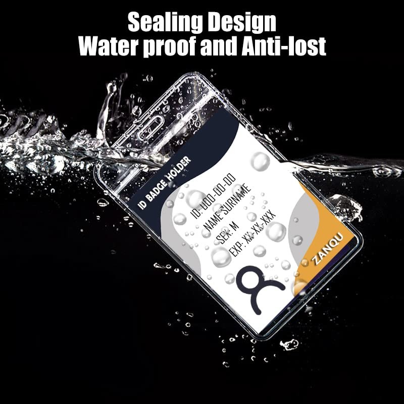 ZANQU 50 Pack Thick ID Badge Holders, Vertical Clear Card