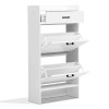 2-Tier White 100*25*117cm Particleboard Shoe Cabinet with Flip Lid and