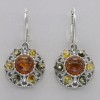 Amber America Multi-Color BALTIC AMBER Round Earrings 925 STERLING SILVER