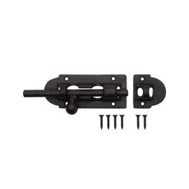 FUXXER® Solid Door Bolt with Knob, Cast Iron Design, 200 x 59 mm, Rust Brown/Black, 2-Piece