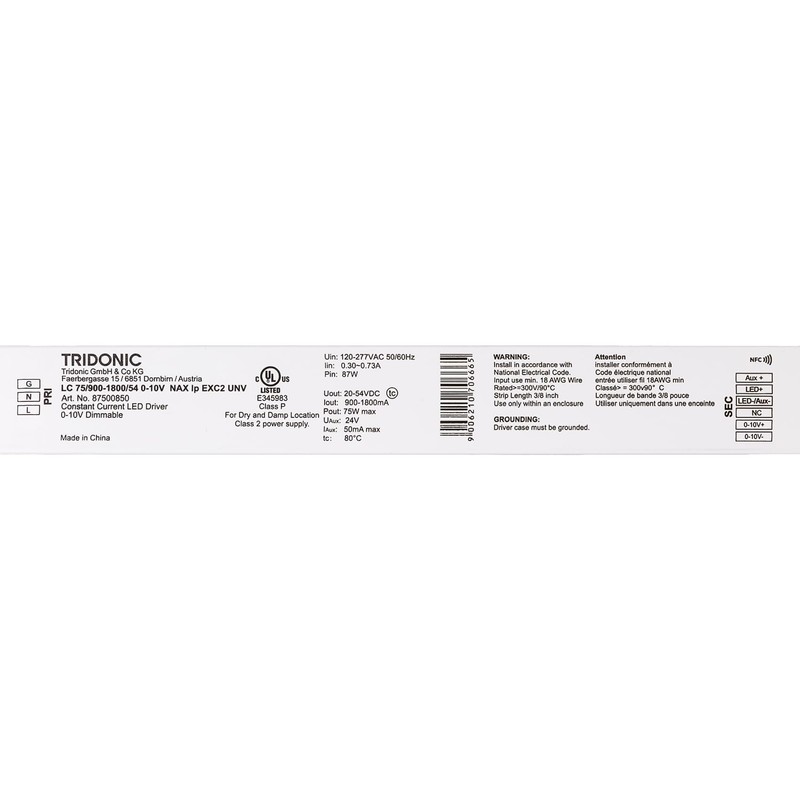 Tridonic Linear Excite NFC Series 75 Watts Constant Current LED