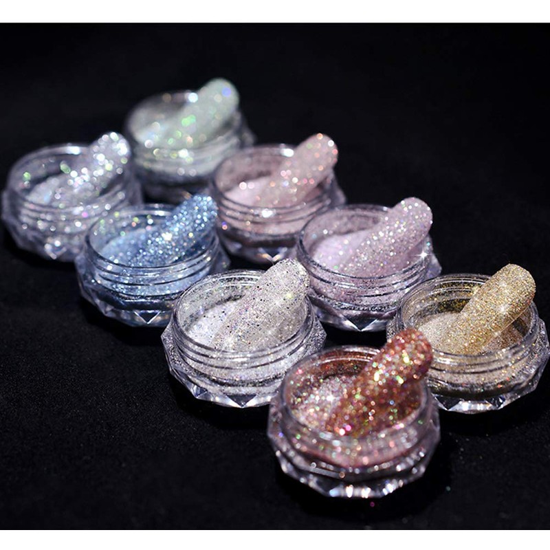 8 Colors Shiny Diamond Nail Powder Aurora Pearl Powder Nail