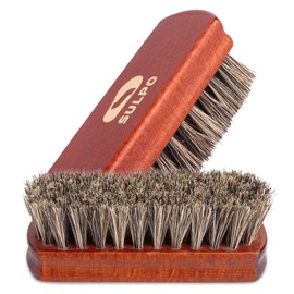 SULPO Shoe Brush Horsehair Length 12 cm - Shoe Cleaning Sets Shoe Cleaning Brush Leather Brush Cleaning Dirt Brush Soft Bristles Natural Polishing Brush - Set of 2 - Shoe Care