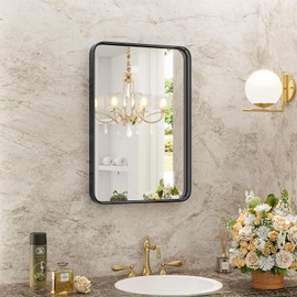 Elevon Black Bathroom Vanity Mirror for Wall, 22x30 Inch Metal Framed Wall Mirror Farmhouse Rectangle, Anti-Rust, Tempered Glass, Hangs Horizontally or Vertically