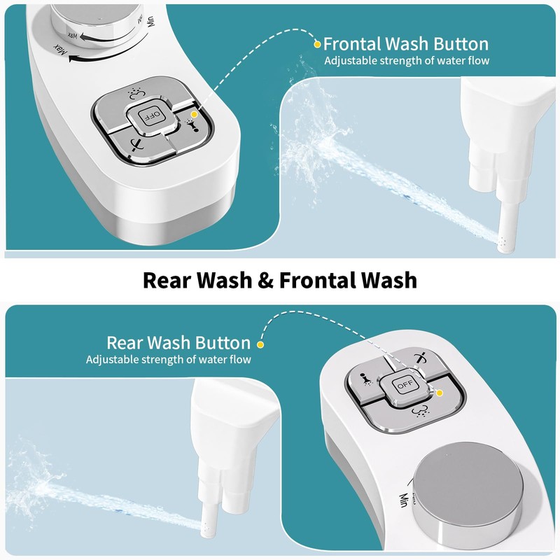 PIKETS Bidet Attachment for Toilet, Dual Nozzle (Frontal and Rear