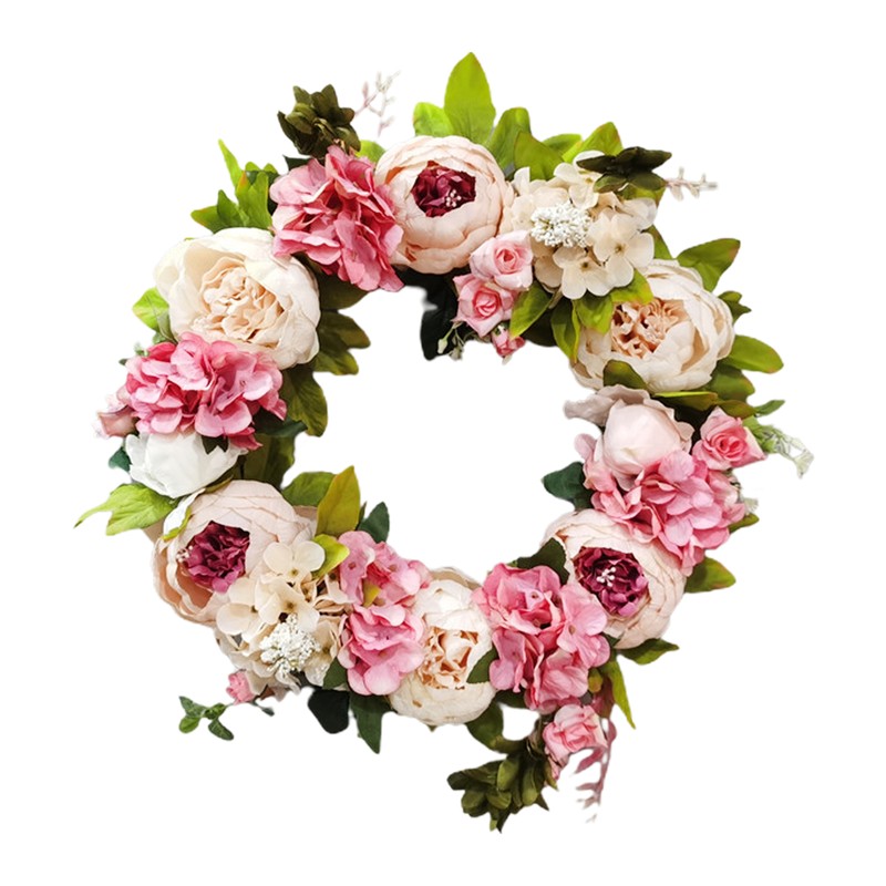 Artificial Peony Wreath Rattan Silk Cloth Simulation Decorative Front Door