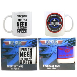 Toptoys2u Bargain Bundles Top Gun Maverick - Great Value Gift Quality Ceramic Mug Twin Pack - 315ml (Need for Speed & New Recruit)