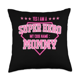 Yes I'm A Superhero Codename Mommy Grandma Mother's Day Throw Pillow, 18x18, Multicolor