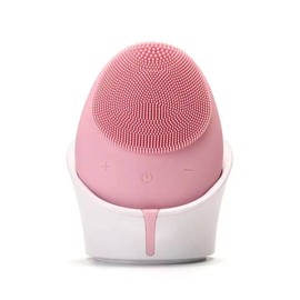 Silicone Facial Cleansing Brush with Ultrasonic Vibration - Color: Pink