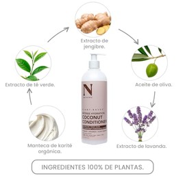 Dr. Natural Acondicionador Sin Sulfatos y Parabenos | Tratamiento para Cabello Maltratado | Repara, Nutre e Hidrata | Hecho de Plantas con Manteca de Karité, Aceite de Oliva y Girasol | Todo tipo de Cabello. (Coco)