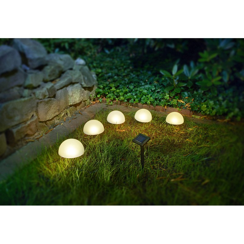 5 Solar Ground Lights in Hemisphere Shape, Modern Solar Lights