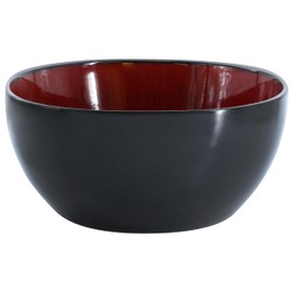 Gibson Home Urban Cafe Stoneware Serving Bowl, 10.3-inch Diameter, Red and Black, Kitchen Accessories, 97225.01