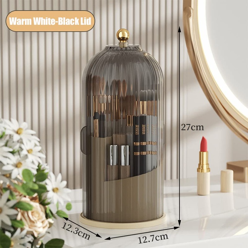 STARRY G Cosmetic Organiser Bucket with Visible Cover, 360° Rotating
