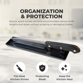 Engenuit USA-Made Kitchen Knife Block with Built-In Drip Tray – Space-Saving Black Knife Rack and Stand - Durable, BPA-Free Countertop Organizer for Efficient Kitchen Storage and Knife Protection