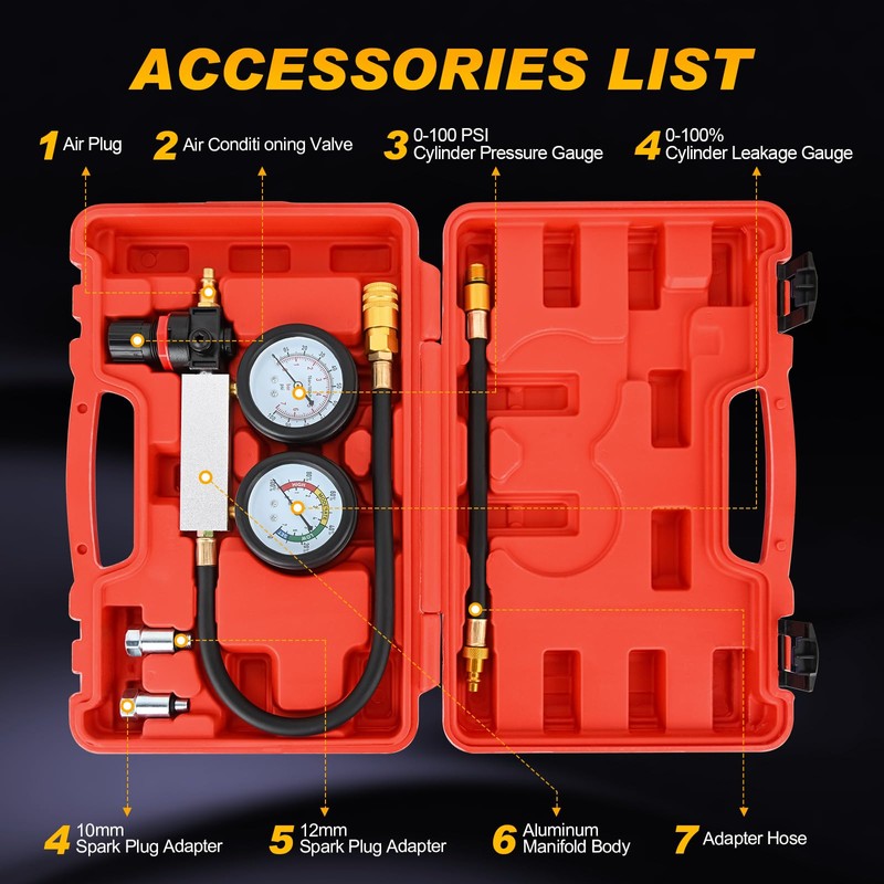 Nilight Cylinder Leak Down Tester, Gasoline Engine Compression Dual Gauge