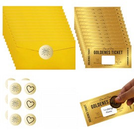 CANCYCC Pack of 12 Golden Ticket Scratch Cards Set to Fill Yourself, Scratch Card for Writing, Birthday Card, Voucher Card for Christmas, Gifts Cinema Voucher for Women, Mum, Child (12)