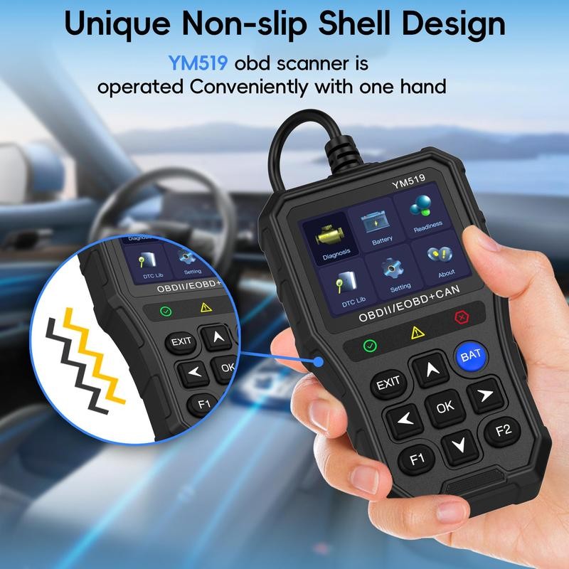 Multifunction OBD2 Scanner Diagnostic Tool, Unique Non-slip Shell Design Code Reader