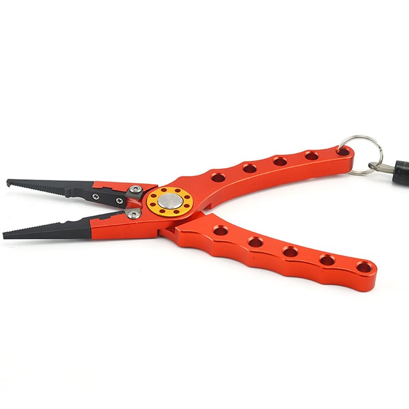 Aluminum Fishing Pliers with Coiled Lanyard & Sheath, Multifunctional Split