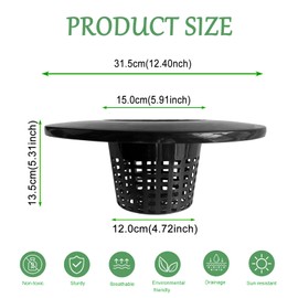 HG6RDBK 6 in. Wide Lip Bucket Basket(Pack of 5)，5 Gallon Bucket Lids for DWC, Net Pots for Hydroponics，Round Plant Container with Mesh Bottom