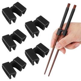 5 Pieces Reusable Chopsticks Helpers Training Chopstick Hinges Connector Easy Chopstick Trainers for Adults, Beginner, or Learner (Black)