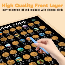 XccMe Framed US National Parks Scratch Off Poster,National Parks Gifts,ALL 63 National Parks Poster,Bucket Park List for Travel Adventure Enthusiast,National Park Wall Decor (12"x16" Gold)