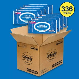 Cottonelle FreshFeel Flushable Wet Wipes for Adults 8 FlipTop Packs 42 Wipes per