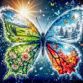 cdjlddww Landscape Diamond Painting Kits for Adults, Butterfly Diamond Painting Kits for Adults Beginners, DIY Full Drill Diamond Dots Paintings Picture Arts Craft for Home Wall Art Decor 16x16Inch