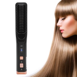 Cepillo Alisador de Cabello, Peine Caliente con Calefacción Eléctrica de Iones Negativos, Herramienta de Peinado Recargable por USB Antiescaldaduras y Apagado Automático para