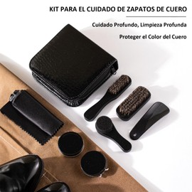 Kit de 8 Piezas de Cuidado de Zapatos, Kit para Bolear Zapatos Blanco y Negro, con Cepillo de Crin de Caballo para Zapatos, Calzador y Cepillo de Esponja, para Zapatos de Cuero, Carteras y Muebles