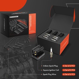 A-Premium 3 Ignition Coils with 6 Spark Plug Wires and 6 Iridium Spark Plugs Compatible with Dodge Stealth 1991-1996 & Mitsubishi 3000GT 1991-1999, Diamante 1992-1995, 3.0L