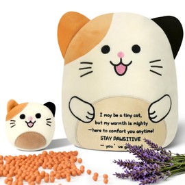 Cat Plush Microwave Heating Pad for Period Cramps – Cute Soft Weighted Heated Stuffed Animals, Lavender Scented Portable Heating Pad for Relaxation & Comfort, Cozy Gift for Women, Teen Girls & Adults