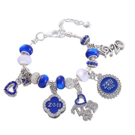 HUSURU Society 1920 Soror Dove Zeta Sorority Bracelets Greek Charms Beaded Bangles For My Sisterhood Members Gifts Adjust For Wrist