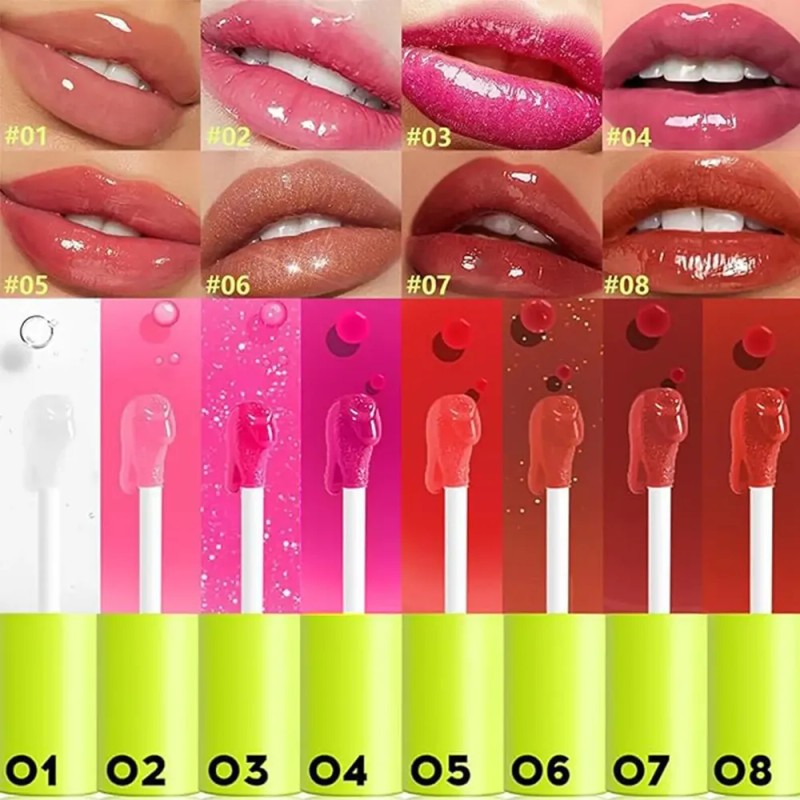 8pcs Cuidado Labial Hidratante Glossy Liquid Lip Oil Gloss